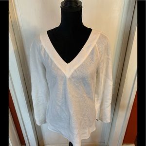 Ann Taylor White 100% Irish Linen Blouse 10 NWOT
